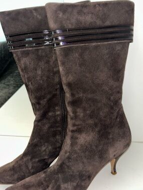Marc Jacobs Brown Suede Kitten Heel Boots Made in Italy Size 8